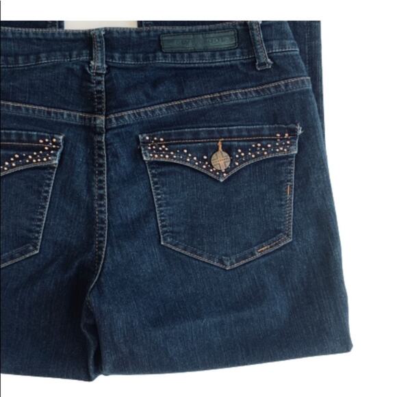 Liverpool Blue Wash Mid Rise Back Button Flap Pockets Straight Jeans Size 6 - Picture 6 of 10